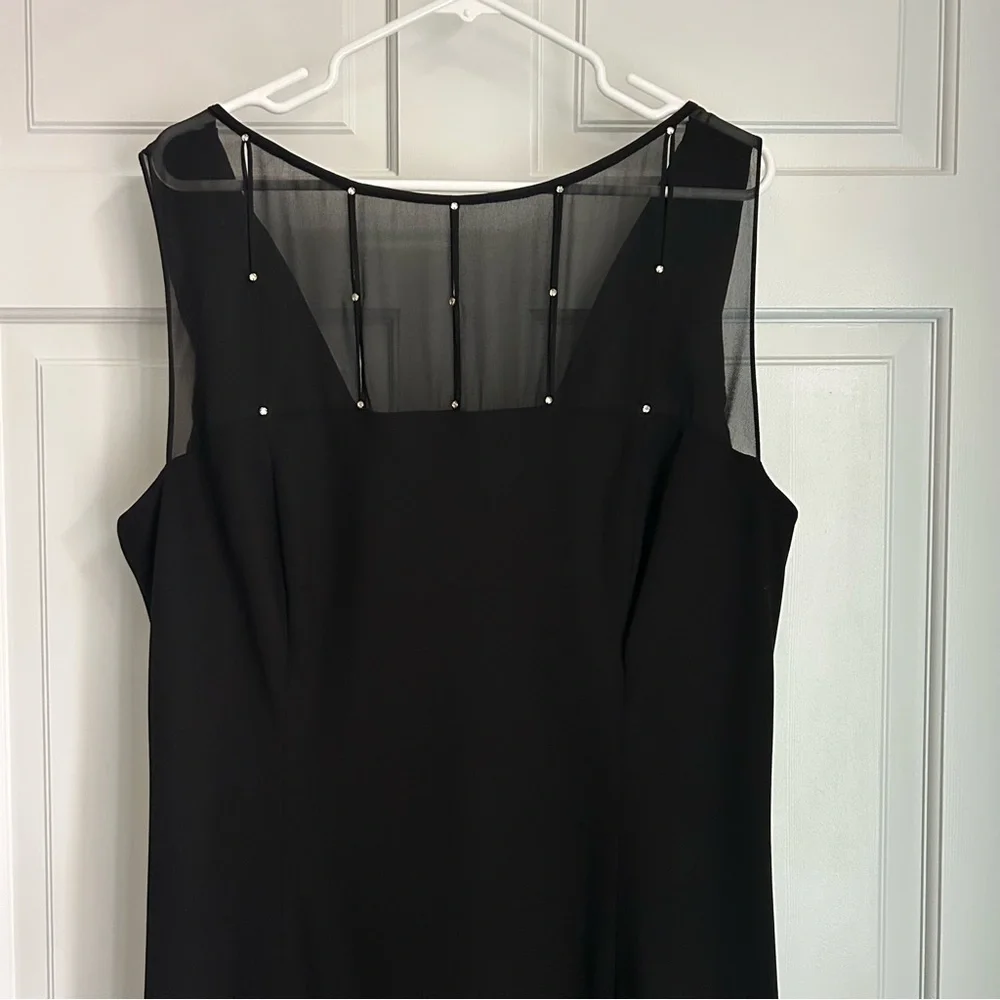 Jones New York Black Lined Cocktail Dress W/ Rhinestones Draped Back 20W - Picture 1 of 11